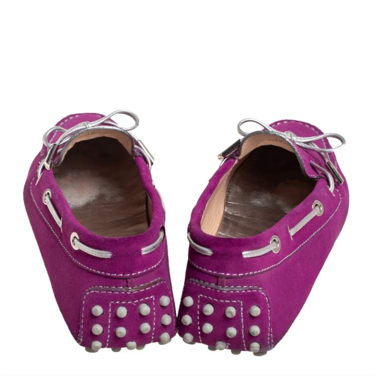 Pre Owned Tod’s Purple/Silver Suede Loafers Size 39