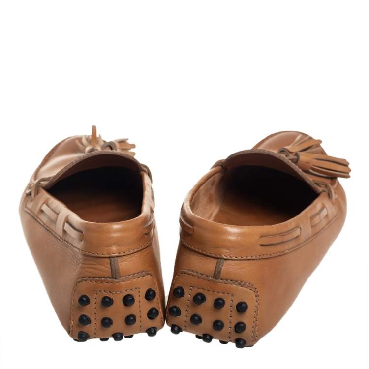 مملوكة مسبقًا Tod's Tan Leather Tassel Detail Loafers Size 38