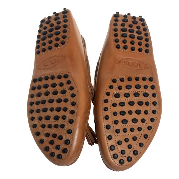 مملوكة مسبقًا Tod's Tan Leather Tassel Detail Loafers Size 38