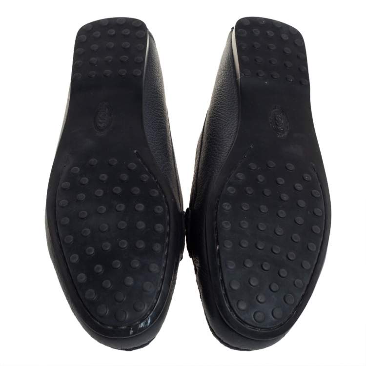 Pre Owned Tod's Dark Blue Leather Penny Slip On Loafers Size 39.5