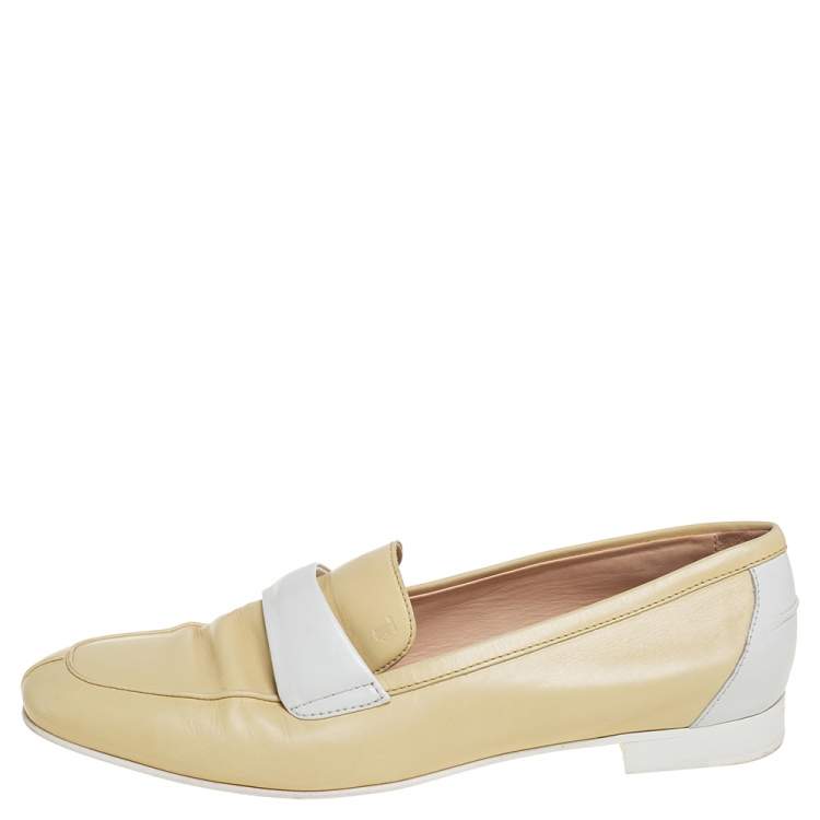 Pre Owned Tod's Yellow Leather Slip On Loafers Size 39