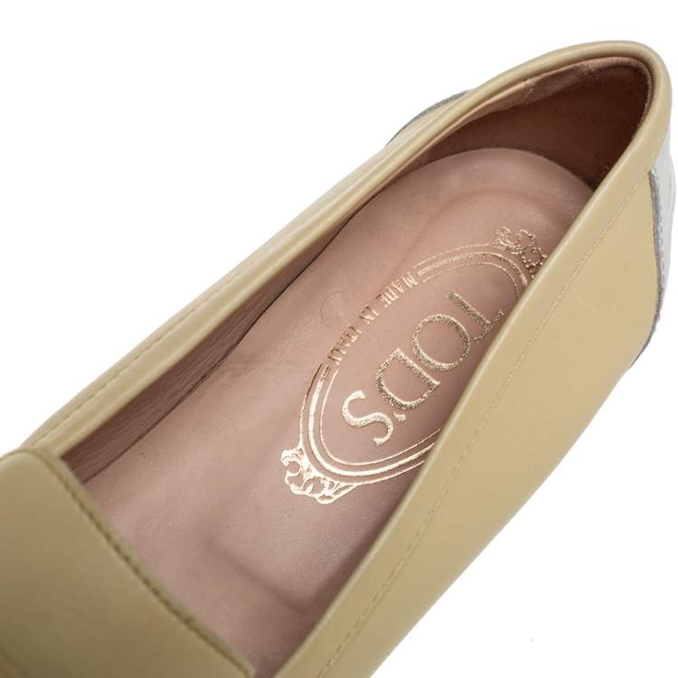 Pre Owned Tod's Yellow Leather Slip On Loafers Size 39
