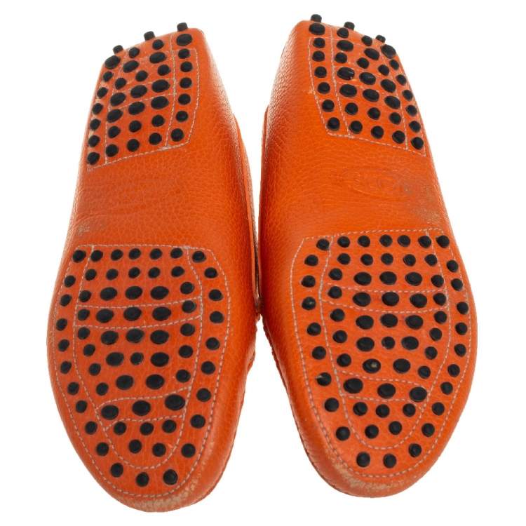 Pre Owned Tod's Orange Leather Penny Loafers Size 39