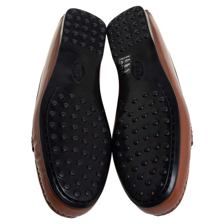 مملوكة مسبقًا Tod's Brown Patent Leather Gomma Loafers Size 36.5