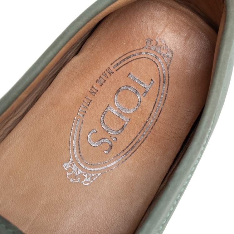 Pre Owned Tod's Grey Nubuck Leather Penny Slip On Loafers Size 37.5
