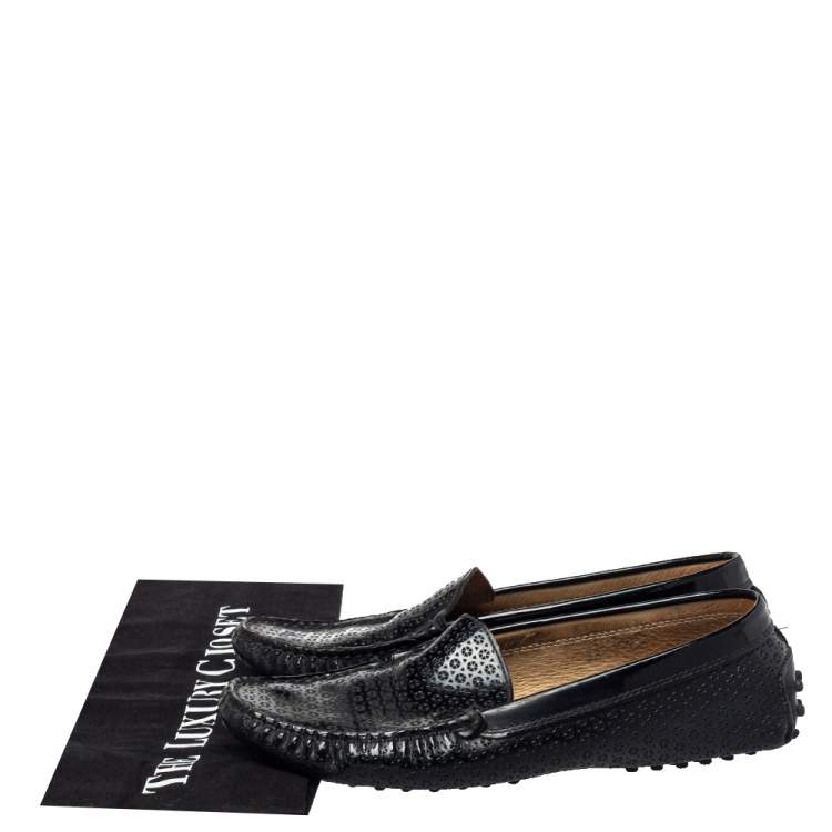 Pre Owned Tod's Black Patent Leather Slip on Loafers Size 38