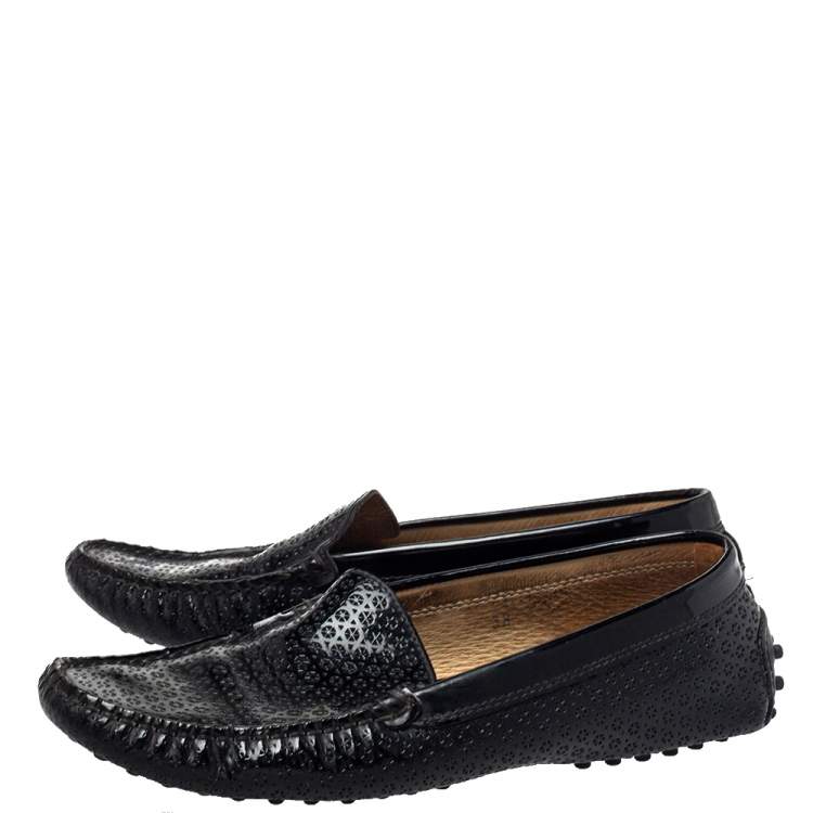 Pre Owned Tod's Black Patent Leather Slip on Loafers Size 38
