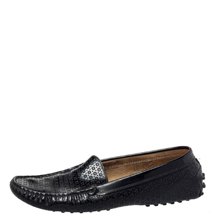 Pre Owned Tod's Black Patent Leather Slip on Loafers Size 38