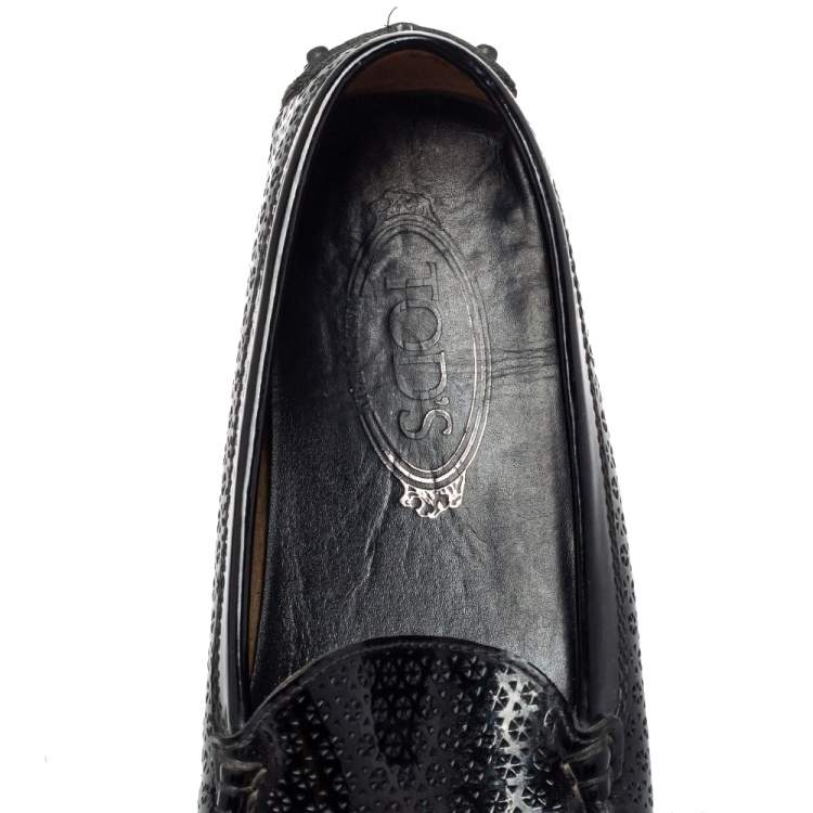 Pre Owned Tod's Black Patent Leather Slip on Loafers Size 38