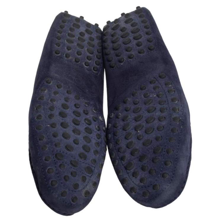 Pre Owned Tod's Blue Suede Gommino Slip on Loafers Size 37.5