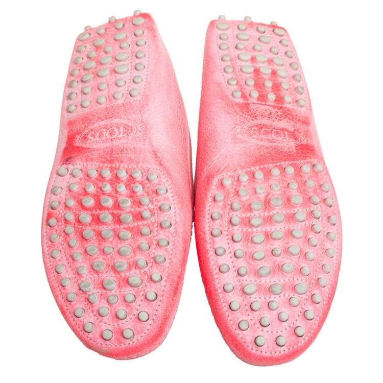 Pre Owned Tod's Pink Leather Penny Loafers Size 38