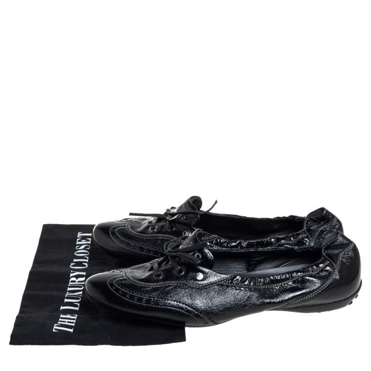 Pre Owned Tod's Black Leather Gomma Lace Slip On Sneakers Size 42