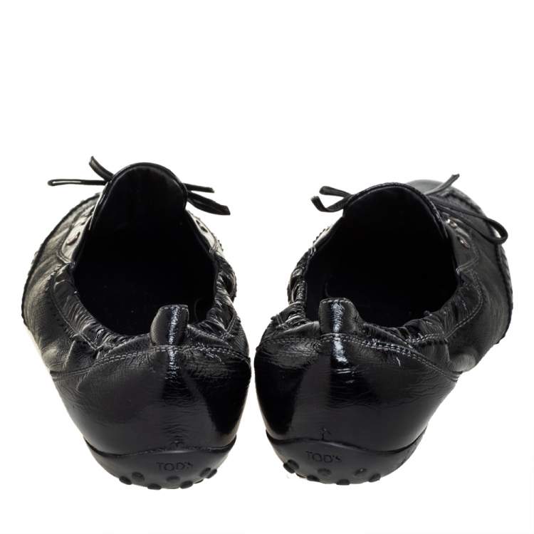 Pre Owned Tod's Black Leather Gomma Lace Slip On Sneakers Size 42