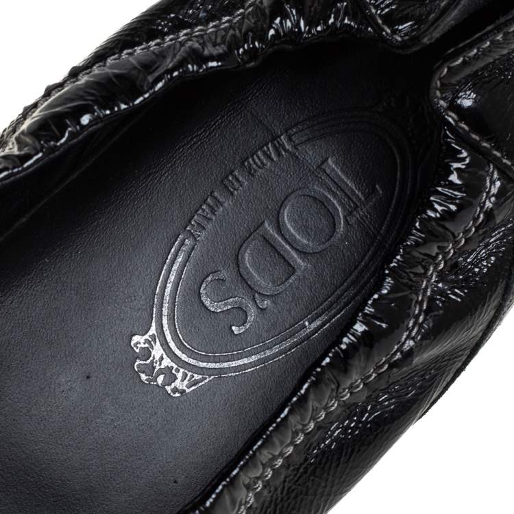 Pre Owned Tod's Black Leather Gomma Lace Slip On Sneakers Size 42