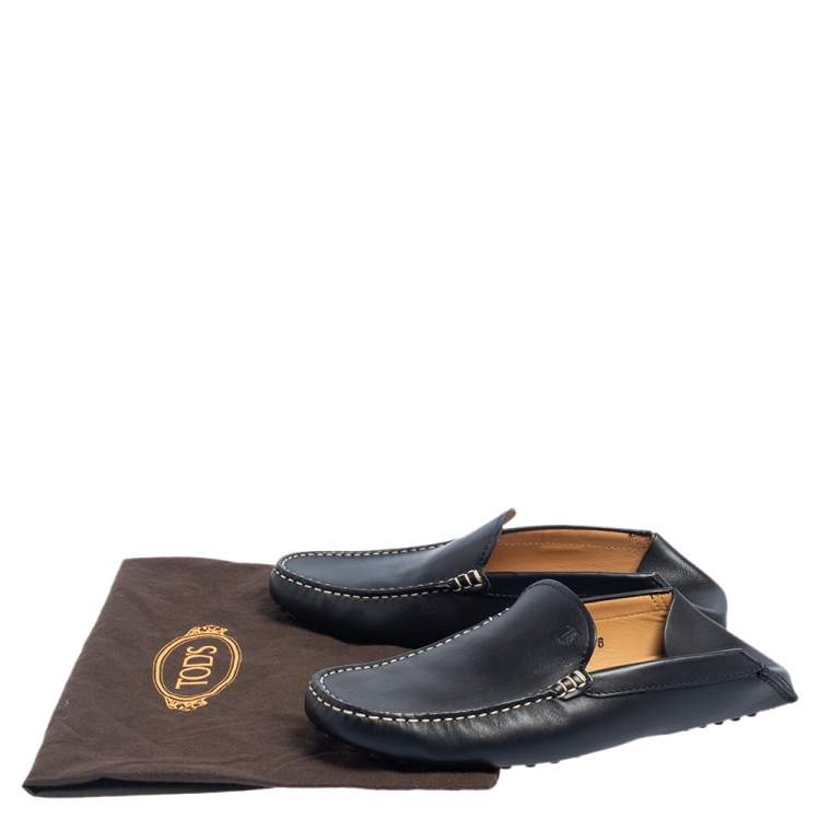 Pre Owned Tod's Black Leather Collapsible Heel Gommini Loafers Size 39