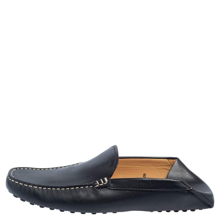 Pre Owned Tod's Black Leather Collapsible Heel Gommini Loafers Size 39