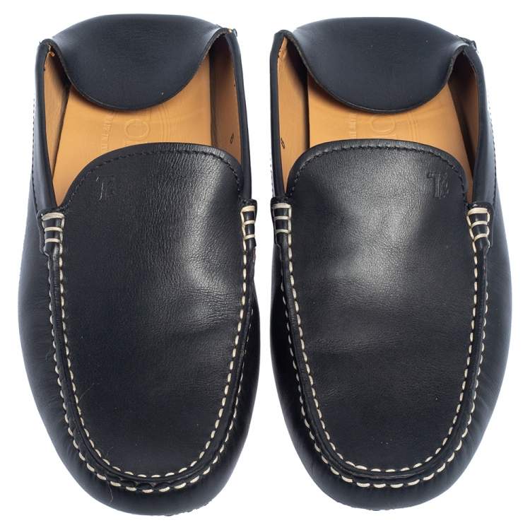 Pre Owned Tod's Black Leather Collapsible Heel Gommini Loafers Size 39