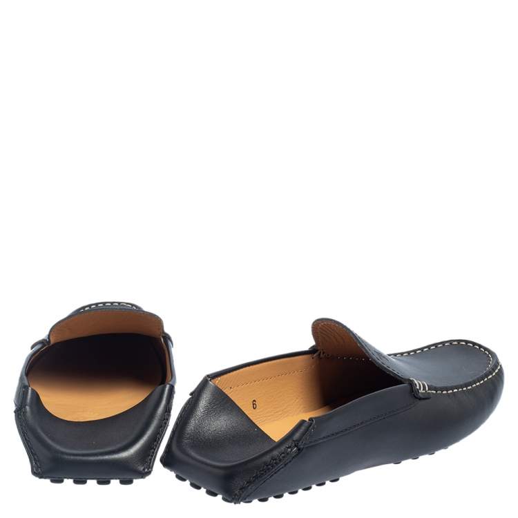 Pre Owned Tod's Black Leather Collapsible Heel Gommini Loafers Size 39