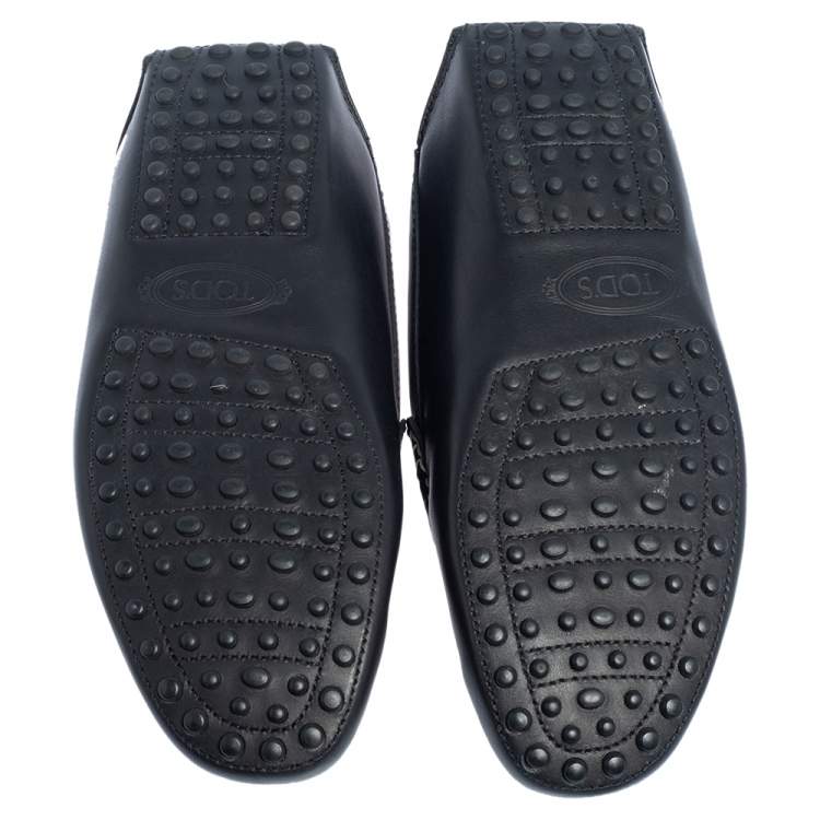 Pre Owned Tod's Black Leather Collapsible Heel Gommini Loafers Size 39