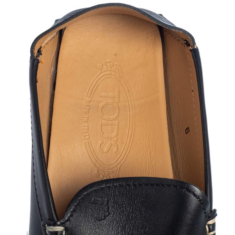 Pre Owned Tod's Black Leather Collapsible Heel Gommini Loafers Size 39