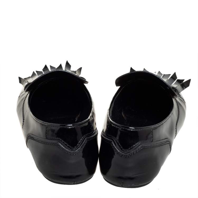 Pre Owned Tod's Black Patent Leather Fringe  Loafers Size 35.5