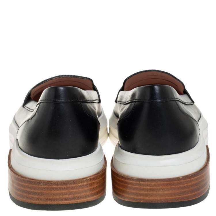Pre Owned Tod's Black Leather Slip On Loafer Sneakers Size 39