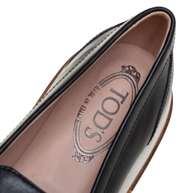 Pre Owned Tod's Black Leather Slip On Loafer Sneakers Size 39