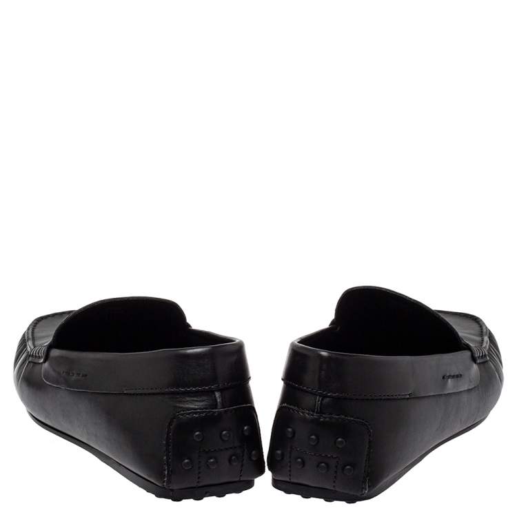 Pre Owned Tod's Black Leather Slip On Penny Loafers Size 45