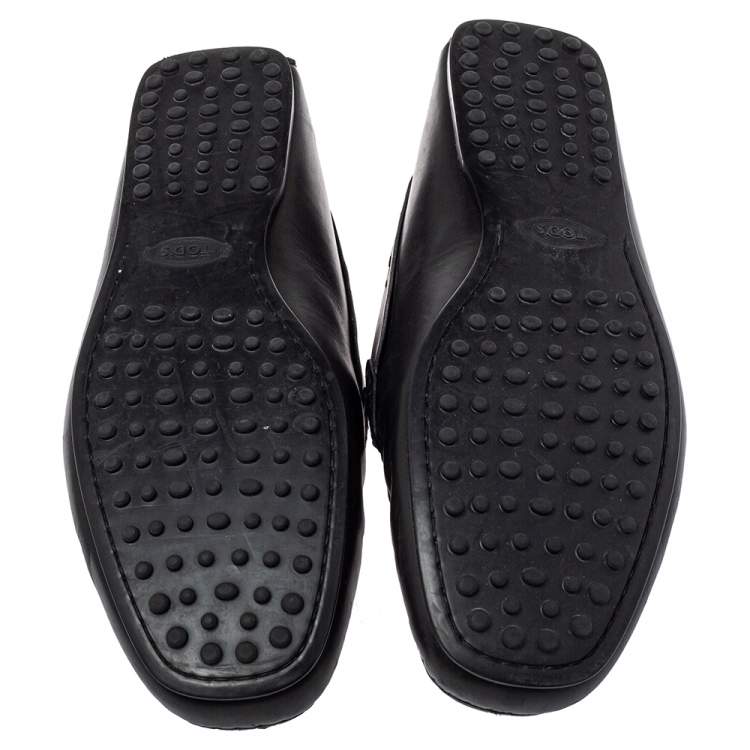 Pre Owned Tod's Black Leather Slip On Penny Loafers Size 45