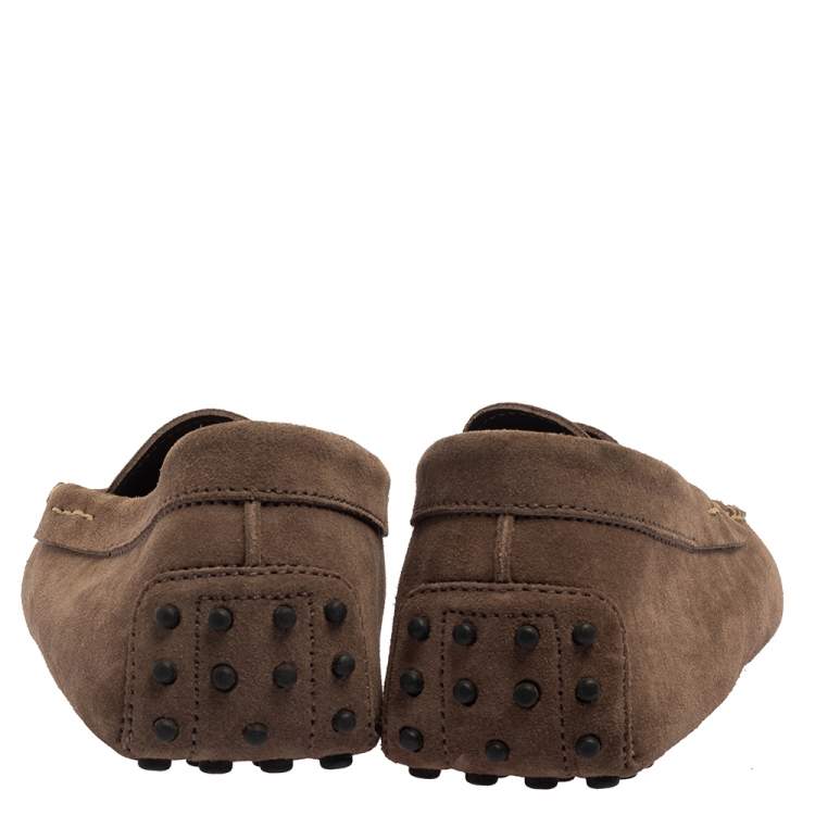 Pre Owned Tod's Brown Suede Slip On Penny Loafers 45