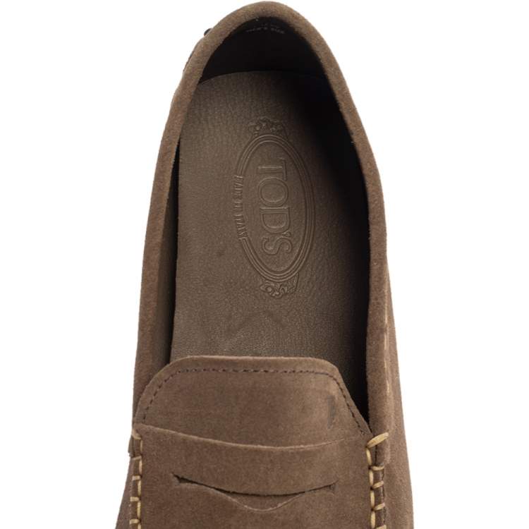 Pre Owned Tod's Brown Suede Slip On Penny Loafers 45