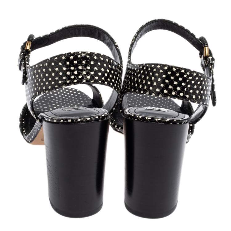 Pre Owned Tod's Black/White Python Embossed Leather Ankle Strap Sandals Size 40