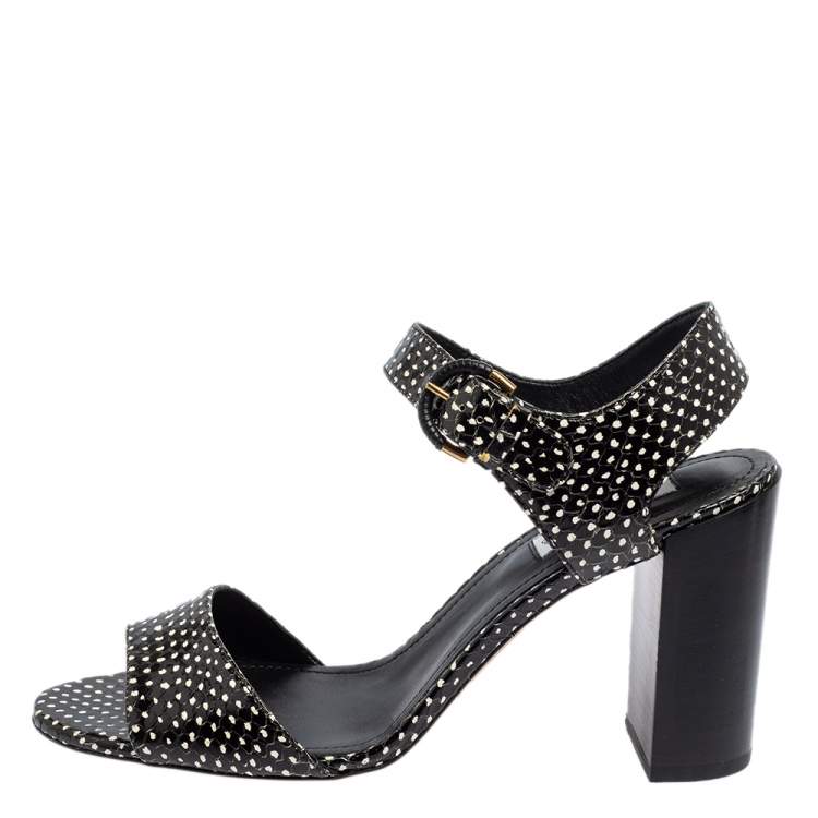 Pre Owned Tod's Black/White Python Embossed Leather Ankle Strap Sandals Size 40