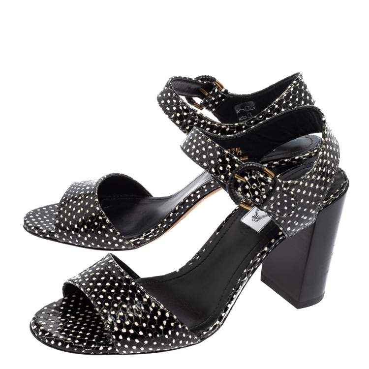 Pre Owned Tod's Black Leather Ankle Strap Sandals Size 37.5