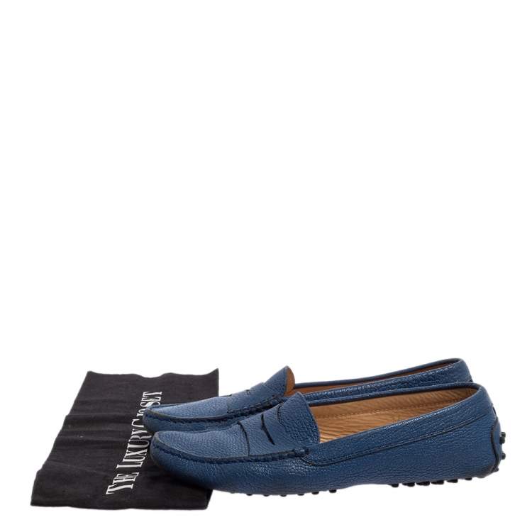 Pre Owned Tod’s Blue Leather Penny Loafers Size 37