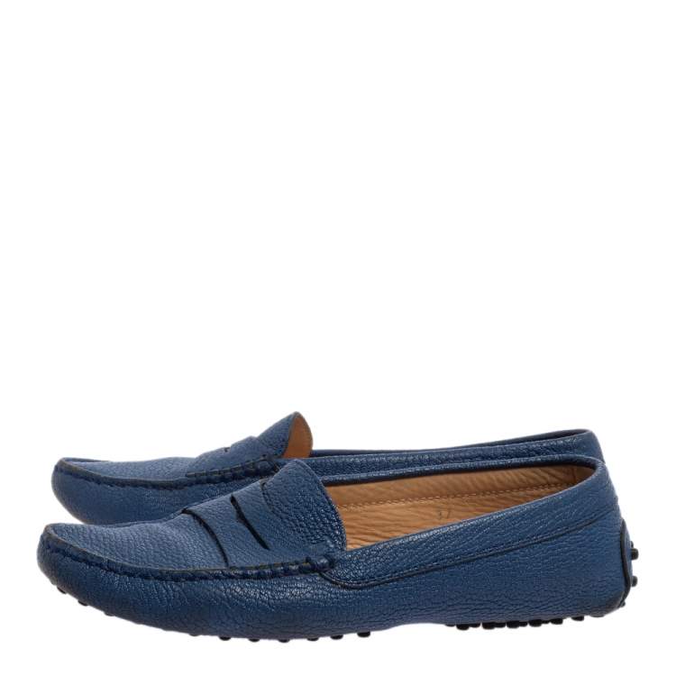 Pre Owned Tod’s Blue Leather Penny Loafers Size 37