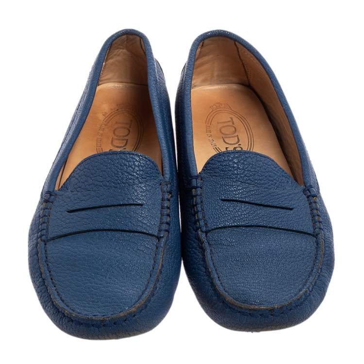 Pre Owned Tod’s Blue Leather Penny Loafers Size 37