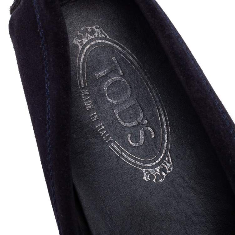 Pre Owned Tod's Navy Blue Suede Bit Fringe Loafers Size 39