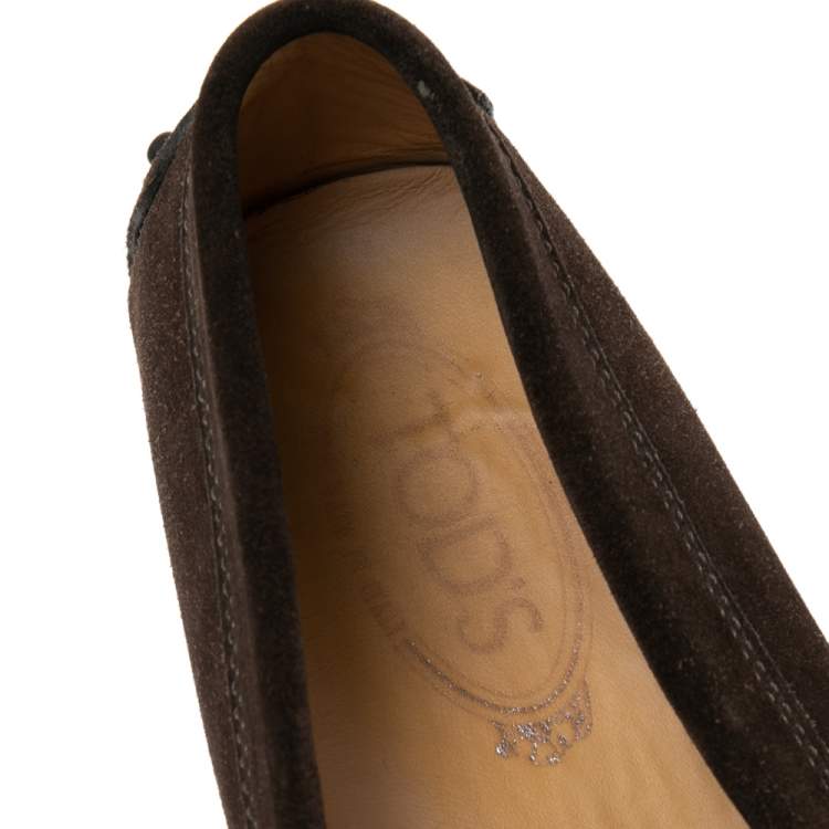مملوكة مسبقًا Tod's Dark Brown Suede Penny Slip On Loafers Size 39
