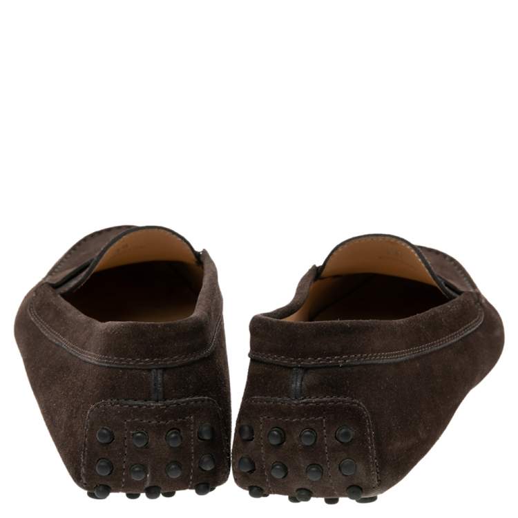 مملوكة مسبقًا Tod's Dark Brown Suede Penny Slip On Loafers Size 39