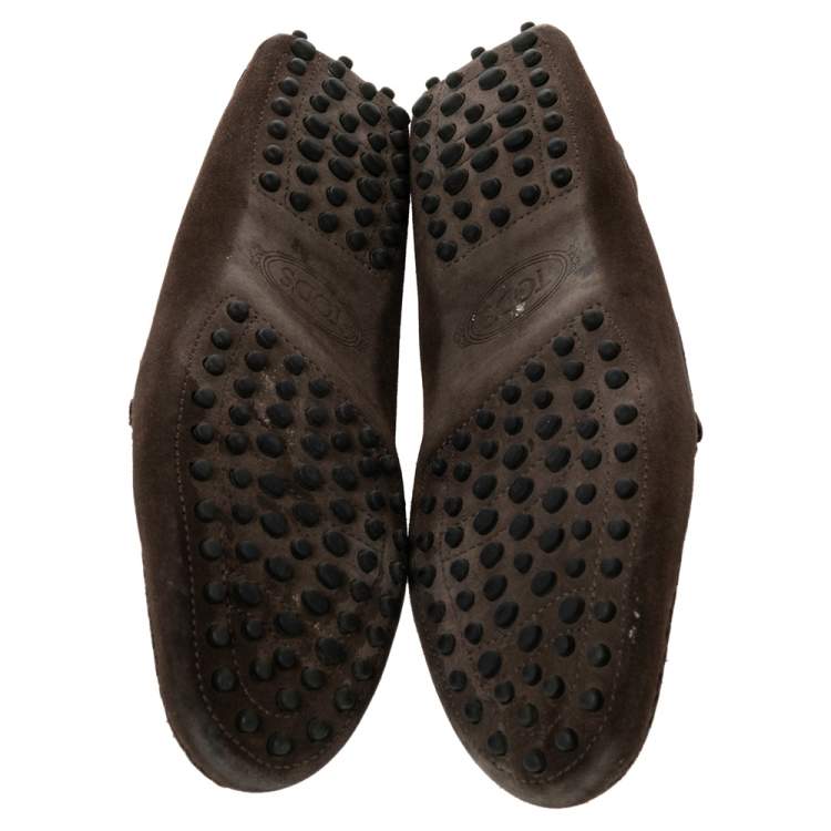 مملوكة مسبقًا Tod's Dark Brown Suede Penny Slip On Loafers Size 39