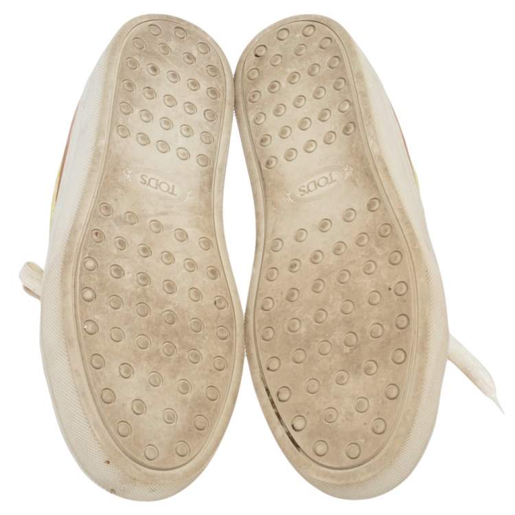 Pre Owned Tod's Multicolor Python And Leather Lace Up Sneakers Size 35.5