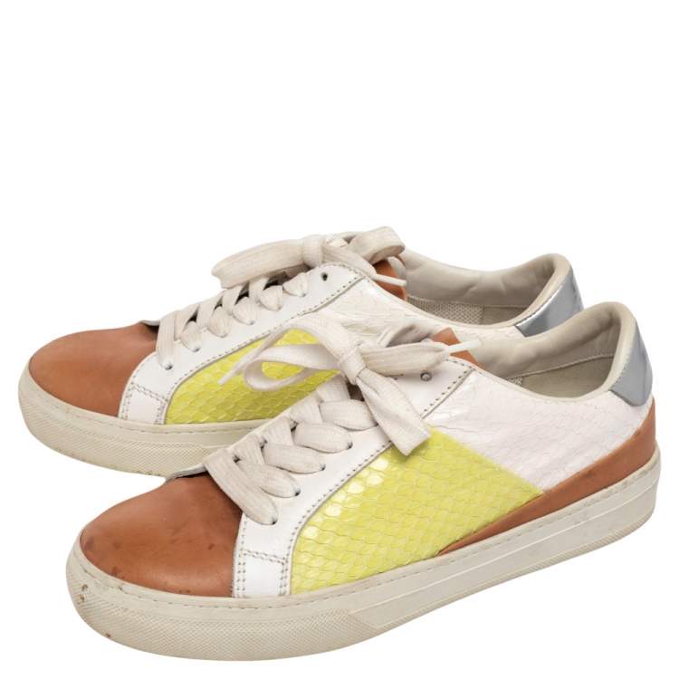 Pre Owned Tod's Multicolor Python And Leather Lace Up Sneakers Size 35.5