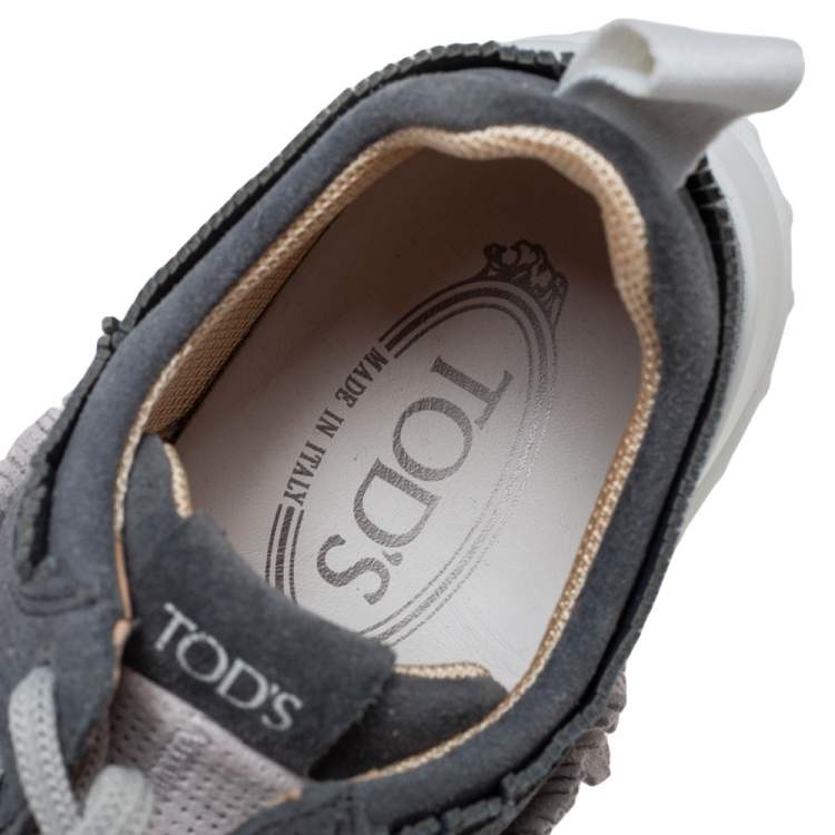 Pre Owned Tod's Grey/Navy Blue Suede Low Top Sneakers Size 38