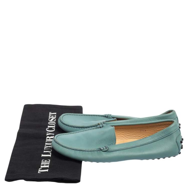 Pre Owned Tod's Blue Leather Slip On Loafers 37.5