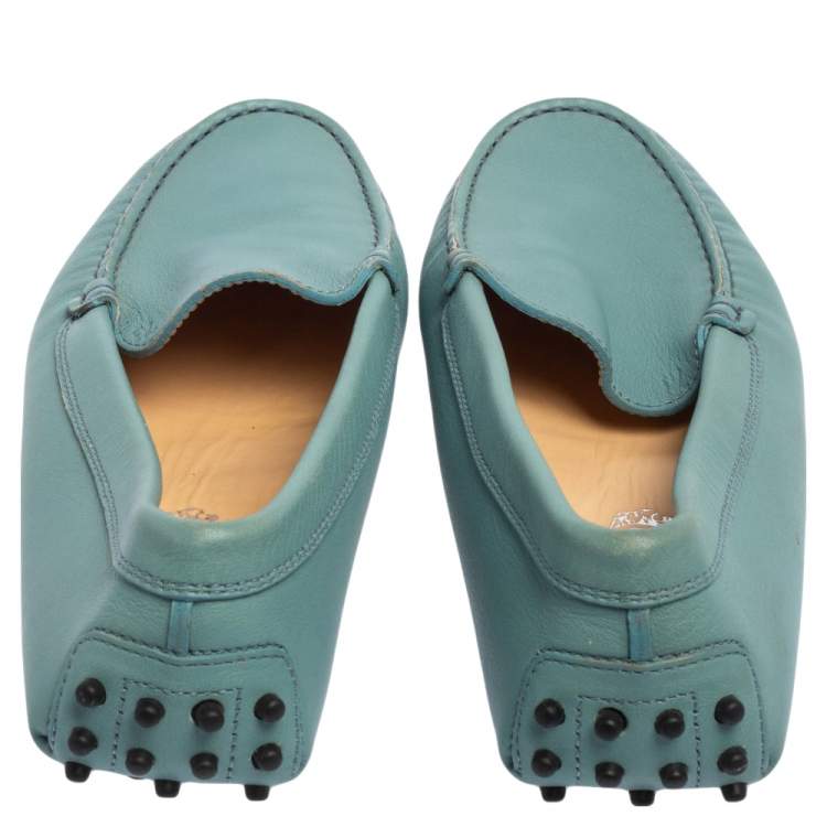 Pre Owned Tod's Blue Leather Slip On Loafers 37.5
