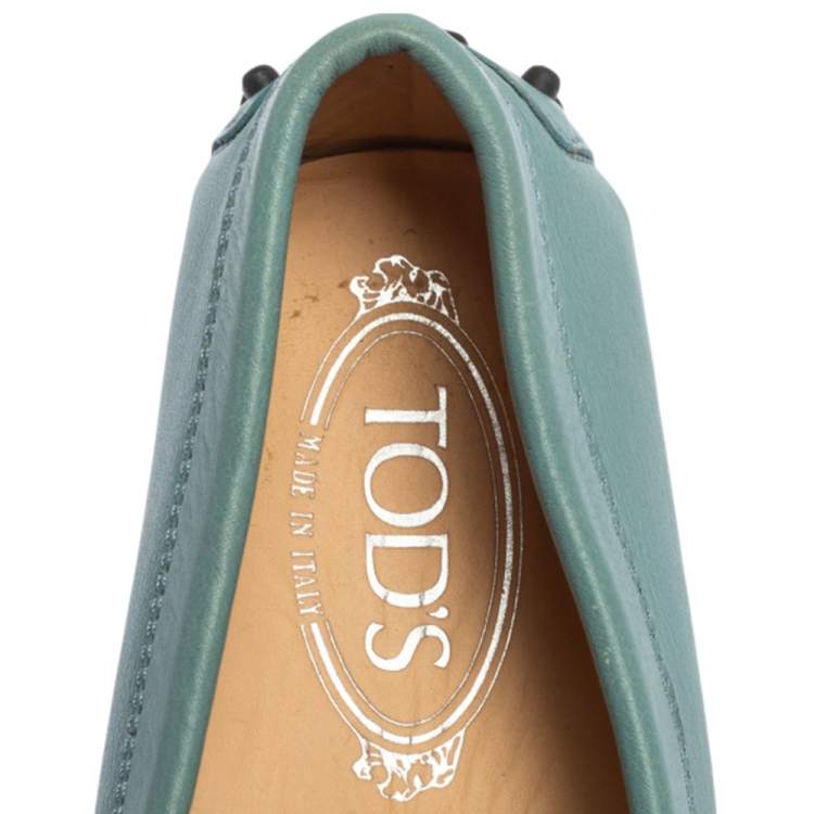 Pre Owned Tod's Blue Leather Slip On Loafers 37.5