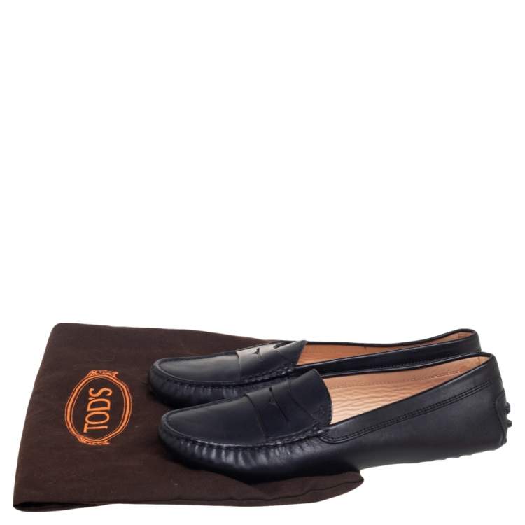 Pre Owned Tod's Black Leather Penny Loafers Size 36