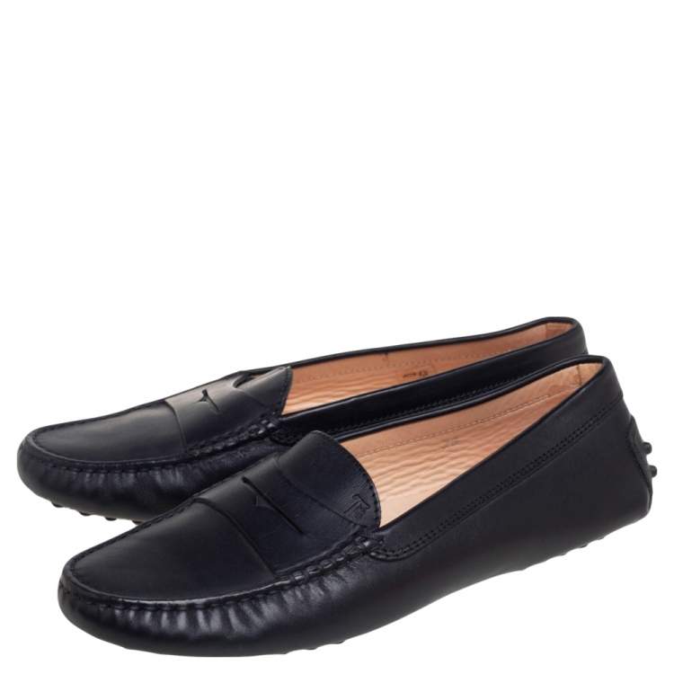 Pre Owned Tod's Black Leather Penny Loafers Size 36