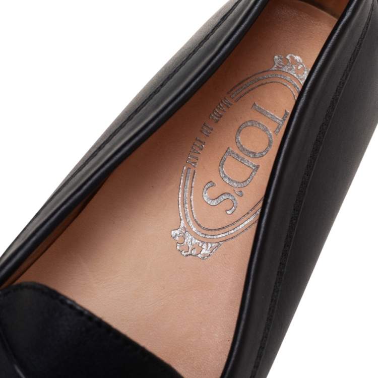 Pre Owned Tod's Black Leather Penny Loafers Size 36